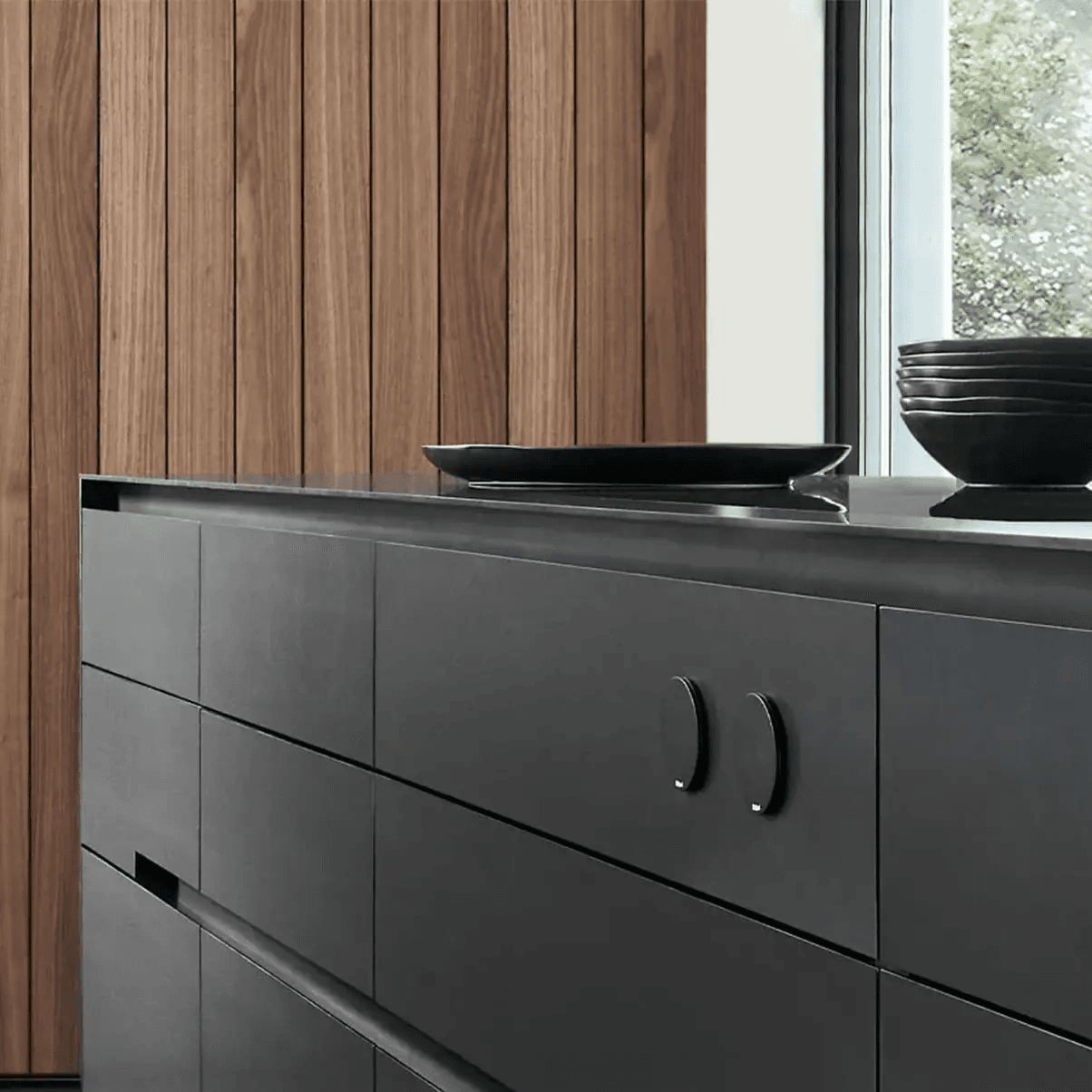 Black Steel + Walnut